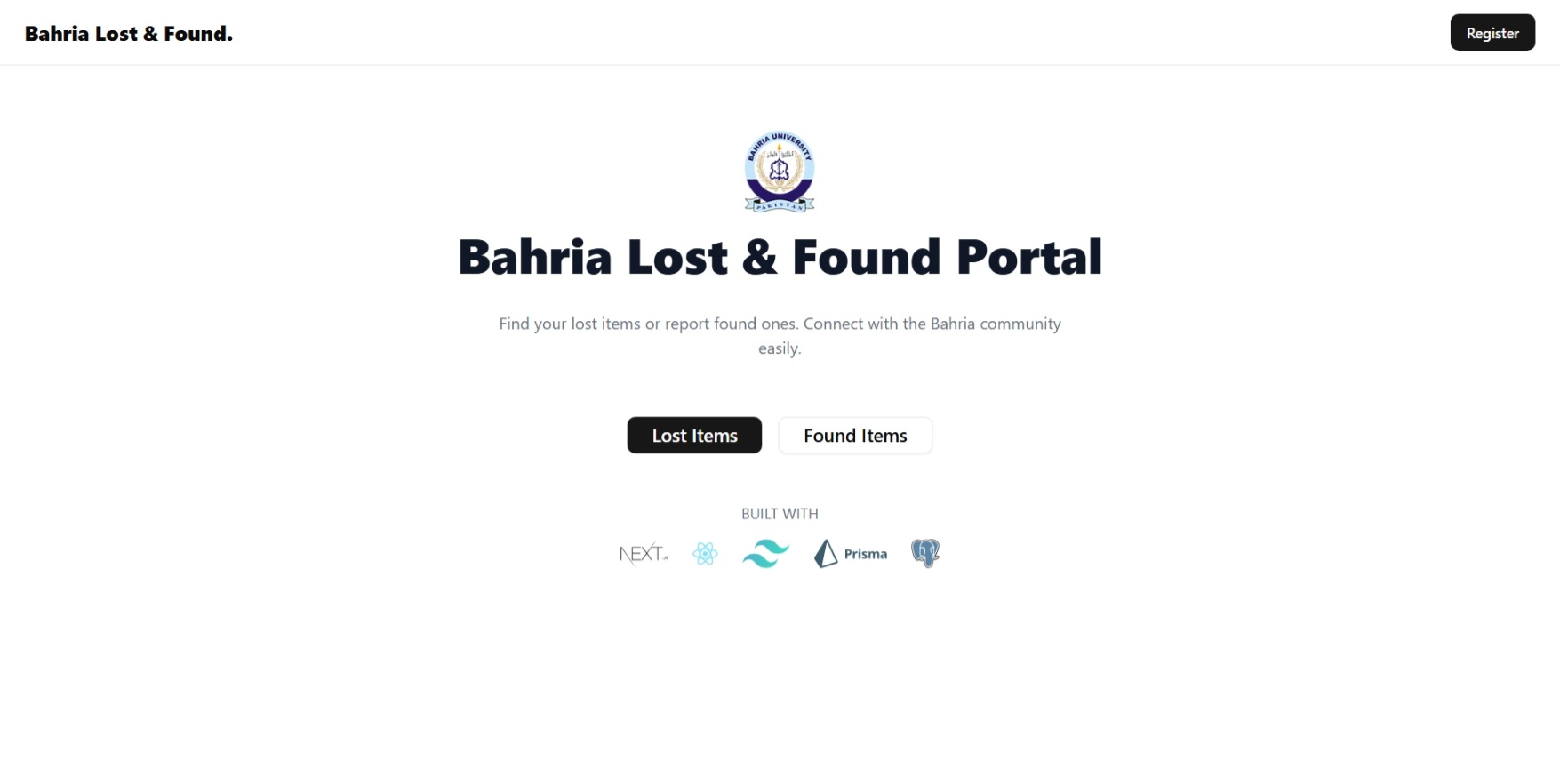 Bahria Lost & Found Portal